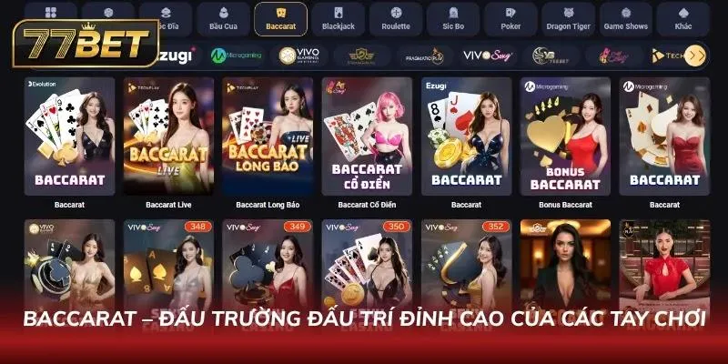 Bàn Baccarat sang trọng trong casino trực tuyến